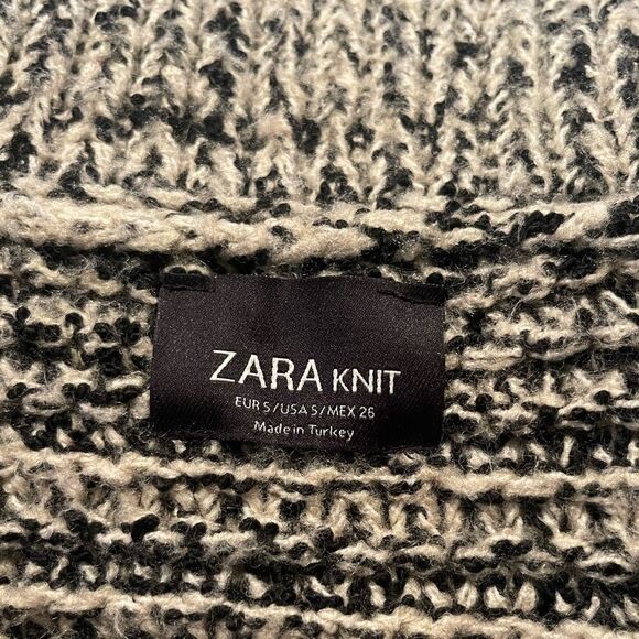 ZARA KNITS Oversized Chunky Knit Cardigan Sweater Ecru Black 3859/131 Sz Small - Picture 12 of 14